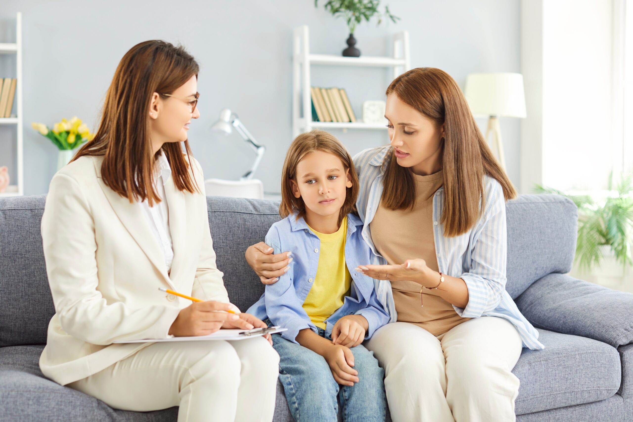 Mother explaining dementia to a child.